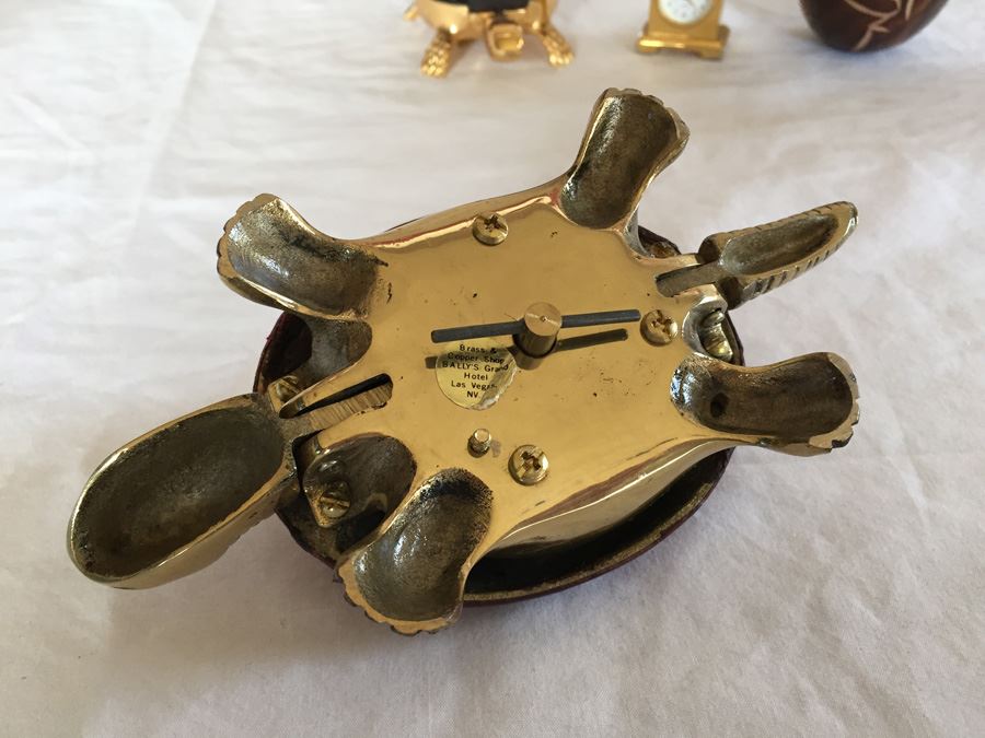 Collectible Lot Includes Pair Of Turtle Desk Bells, Miniature Clock, Egg Carving And Sydney Australia Paperweight Estimate $300+ [Photo 7]
