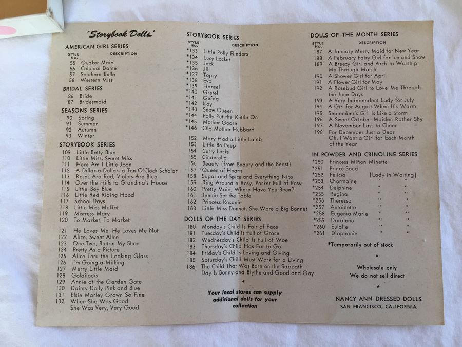 (5) Storybook Dolls By Nancy Ann In Original Box Lot Estimate $500 [Photo 15]