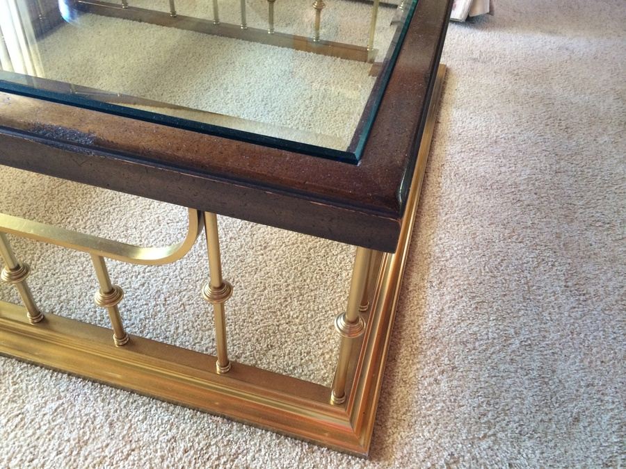 Brass Cocktail Table w/ Glass Top [Photo 4]