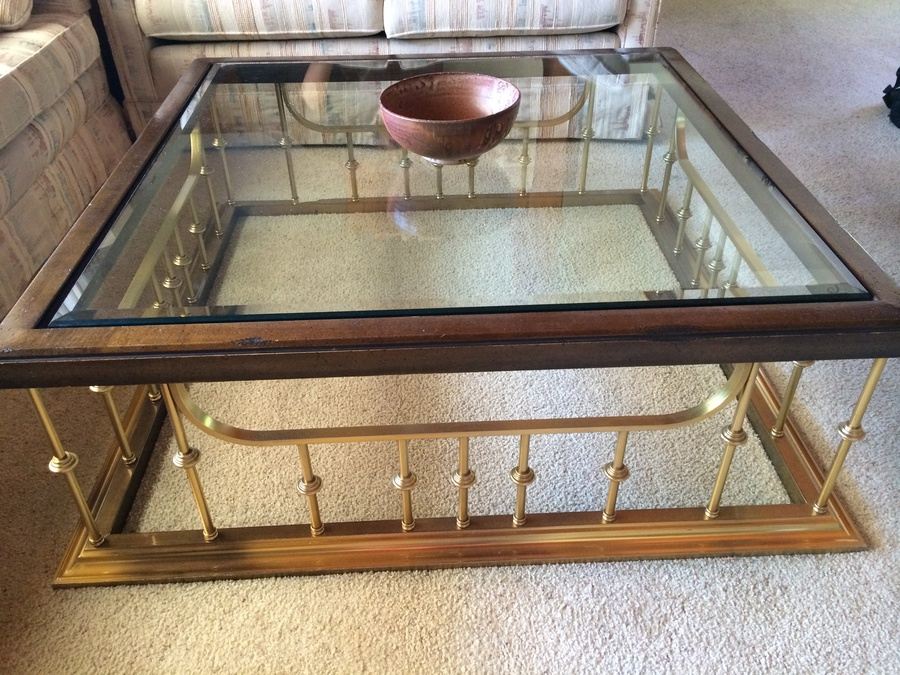 Brass Cocktail Table w/ Glass Top [Photo 3]