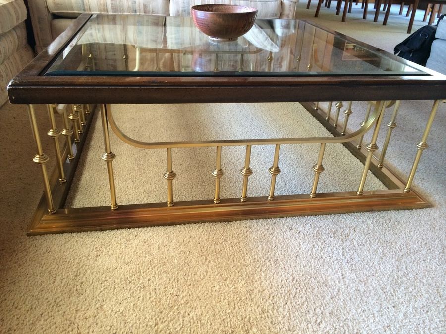 Brass Cocktail Table w/ Glass Top [Photo 2]