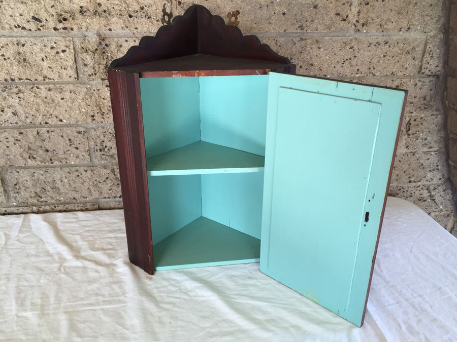 Vintage Wall-Mounted Corner Cabinet With Mirror [Photo 3]