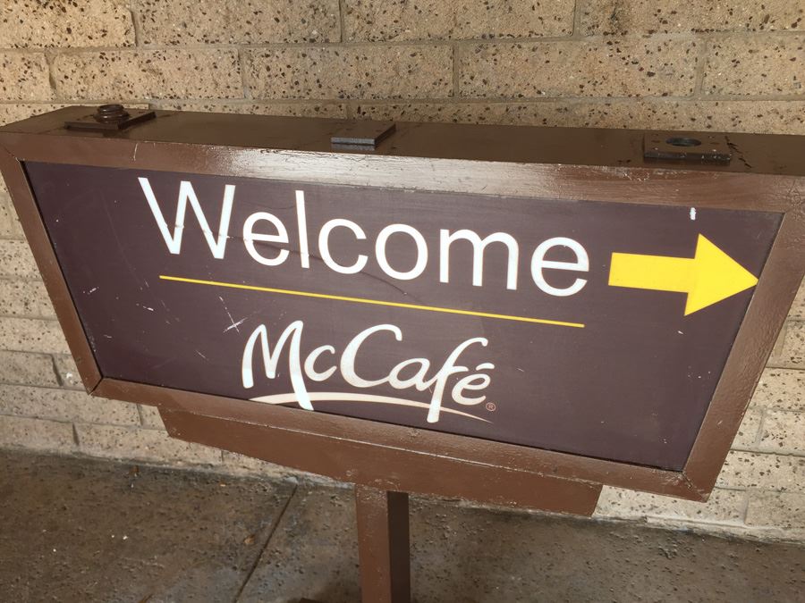 Vintage McDonalds Sign McCafe Says Welcome On One Side And Thank You On The Other [Photo 7]