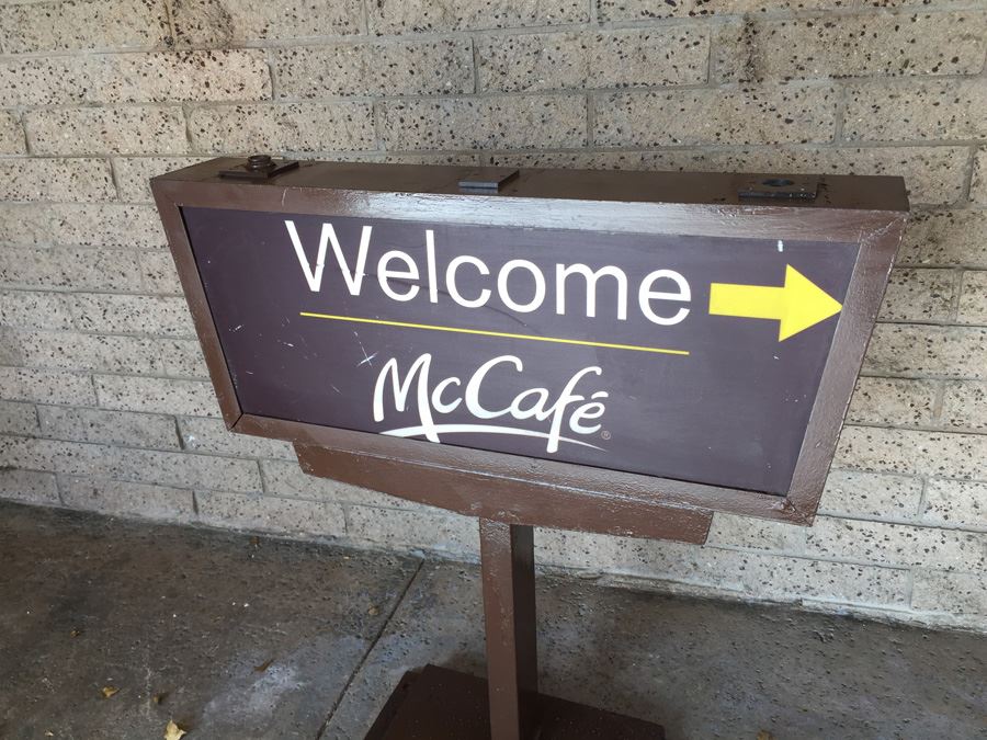 Vintage McDonalds Sign McCafe Says Welcome On One Side And Thank You On The Other [Photo 5]
