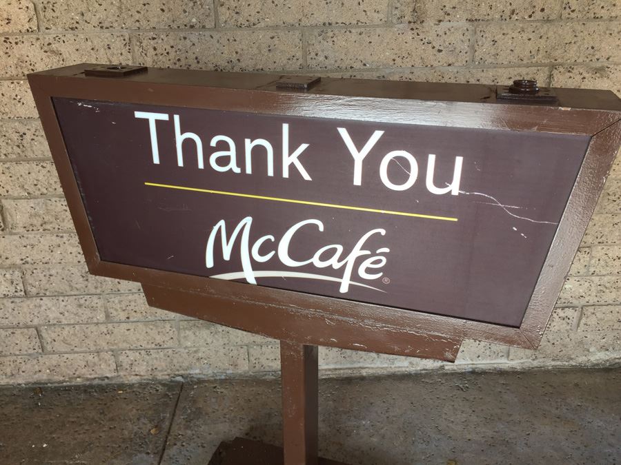 Vintage McDonalds Sign McCafe Says Welcome On One Side And Thank You On The Other [Photo 10]