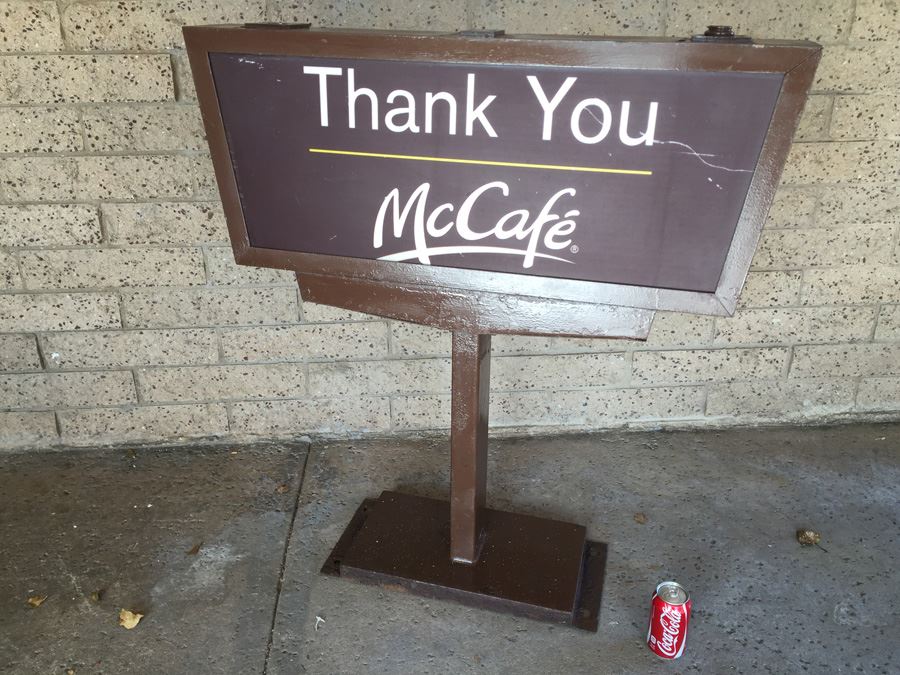 Vintage McDonalds Sign McCafe Says Welcome On One Side And Thank You On The Other [Photo 3]