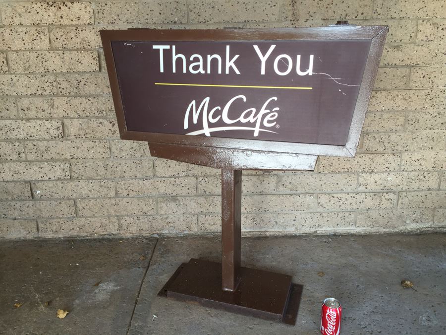 Vintage McDonalds Sign McCafe Says Welcome On One Side And Thank You On The Other [Photo 12]