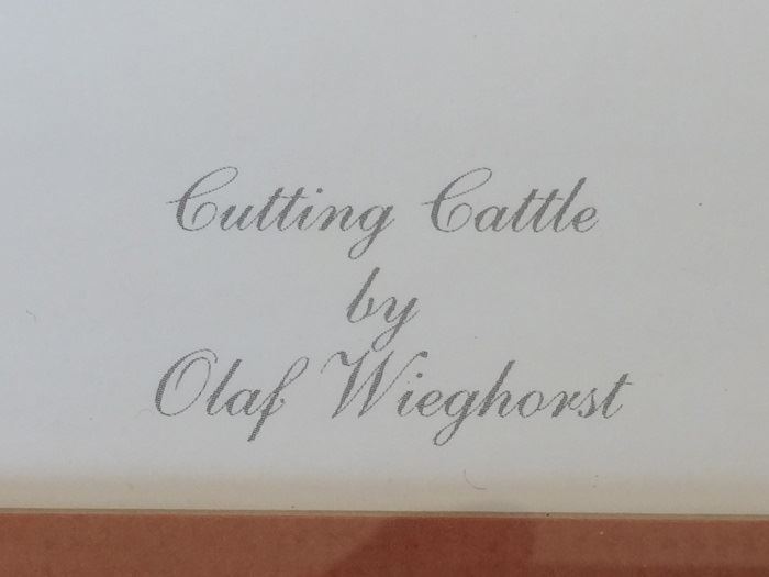Framed Olaf Wieghorst (1899 - 1988) Hand Signed Print 'Cutting Cattle' [Photo 7]