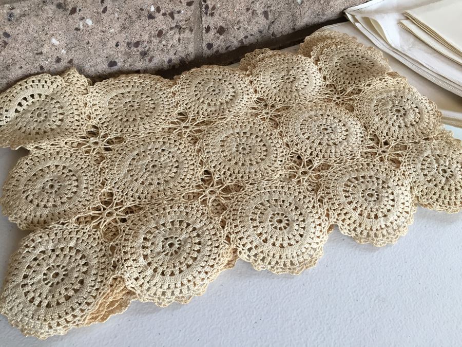 JUST ADDED - Vintage Crochet Lot Includes Table Runners, Placemats & Tablecloth [Photo 18]