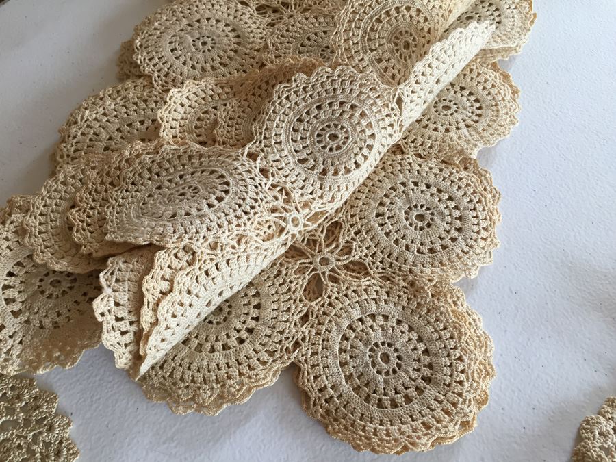 JUST ADDED - Vintage Crochet Lot Includes Table Runners, Placemats & Tablecloth [Photo 4]