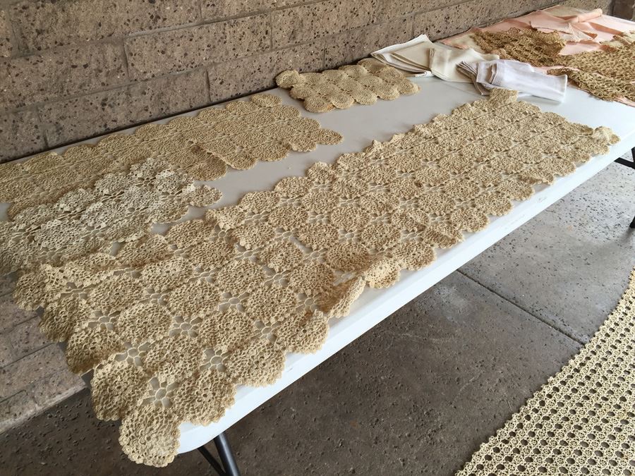 JUST ADDED - Vintage Crochet Lot Includes Table Runners, Placemats & Tablecloth [Photo 14]