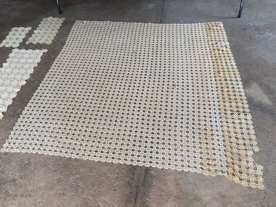 JUST ADDED - Vintage Crochet Lot Includes Table Runners, Placemats & Tablecloth [Photo 8]