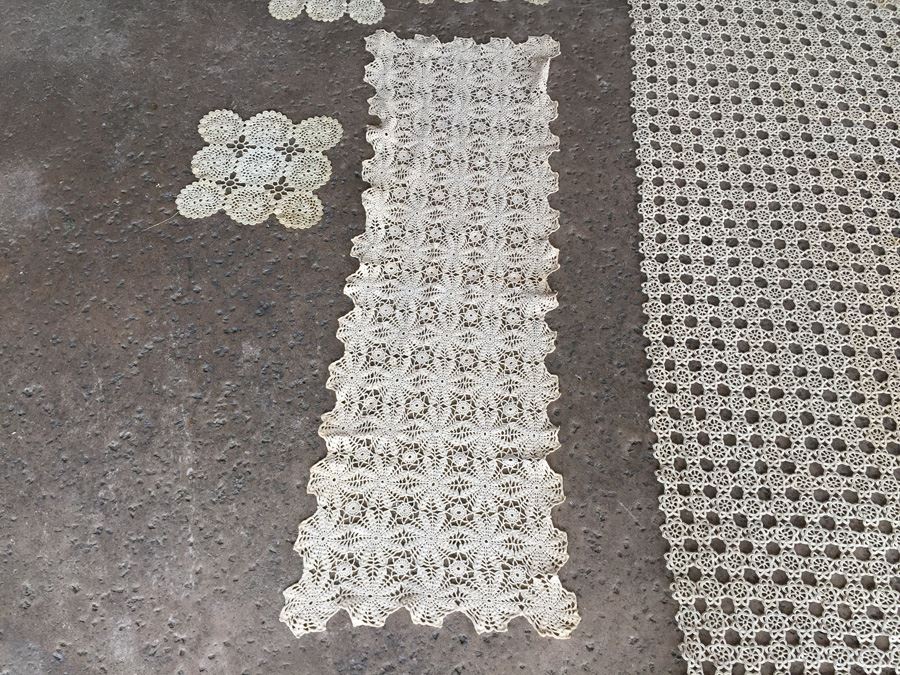 JUST ADDED - Vintage Crochet Lot Includes Table Runners, Placemats & Tablecloth [Photo 10]