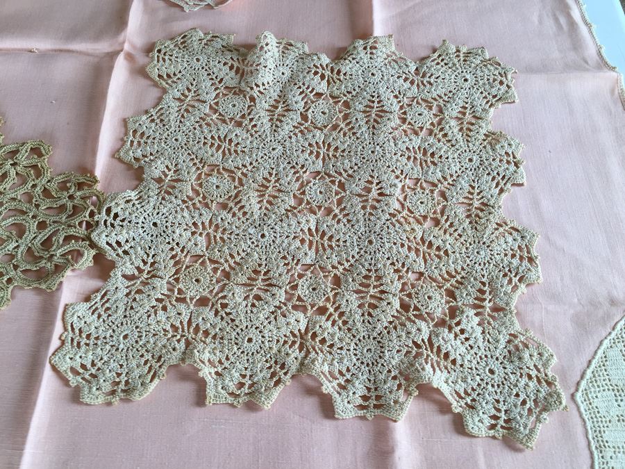 JUST ADDED - Vintage Crochet Lot Includes Table Runners, Placemats & Tablecloth [Photo 3]