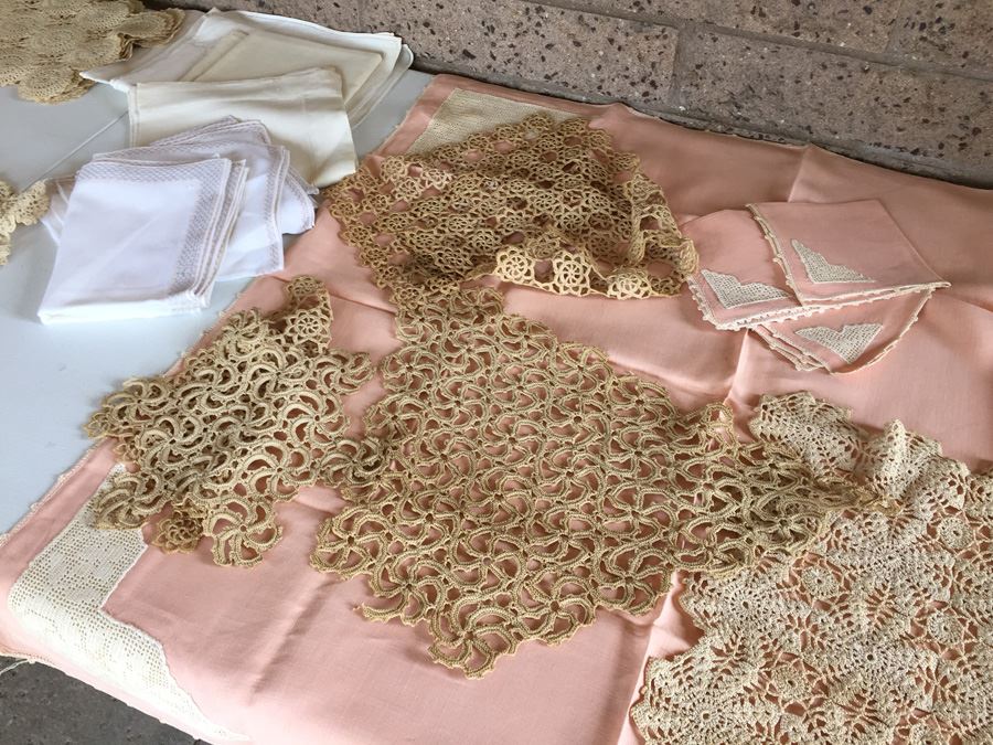 JUST ADDED - Vintage Crochet Lot Includes Table Runners, Placemats & Tablecloth [Photo 6]