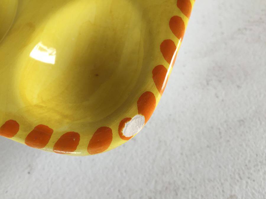 JUST ADDED - Vintage Hand Painted Italian Cermaic Egg Plates Deviled Egg Serving Tray [Photo 8]