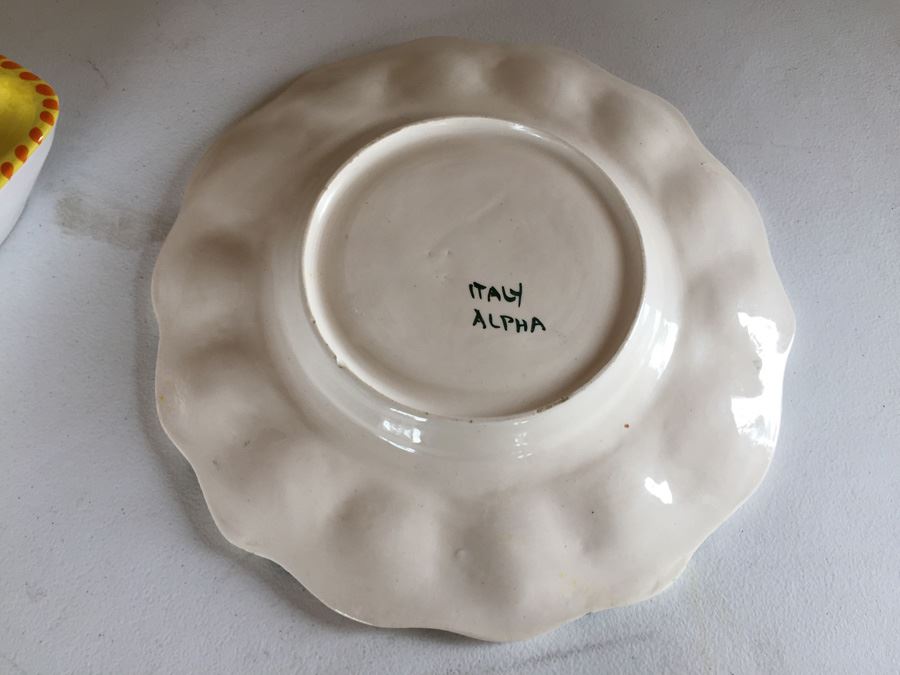 JUST ADDED - Vintage Hand Painted Italian Cermaic Egg Plates Deviled Egg Serving Tray [Photo 4]