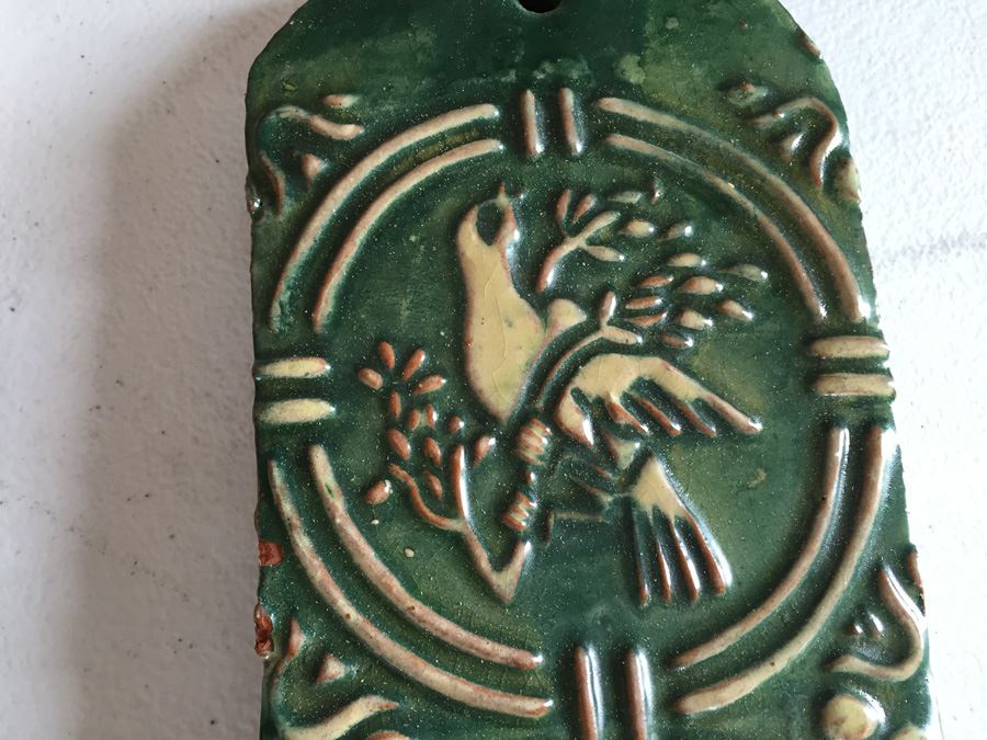 JUST ADDED - Lot Of Moravian Pottery And Tile Works Tiles And Candle Holder Plaque [Photo 17]