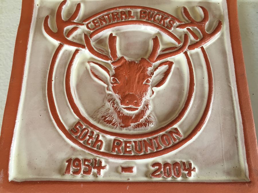 JUST ADDED - Lot Of Moravian Pottery And Tile Works Tiles And Candle Holder Plaque [Photo 9]