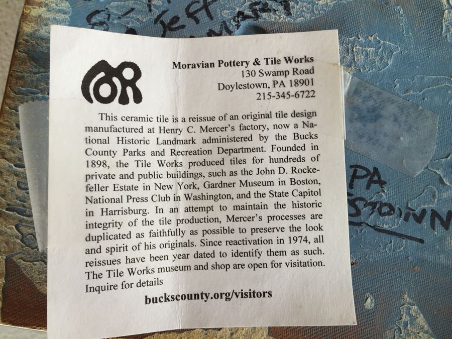 JUST ADDED - Lot Of Moravian Pottery And Tile Works Tiles And Candle Holder Plaque [Photo 21]