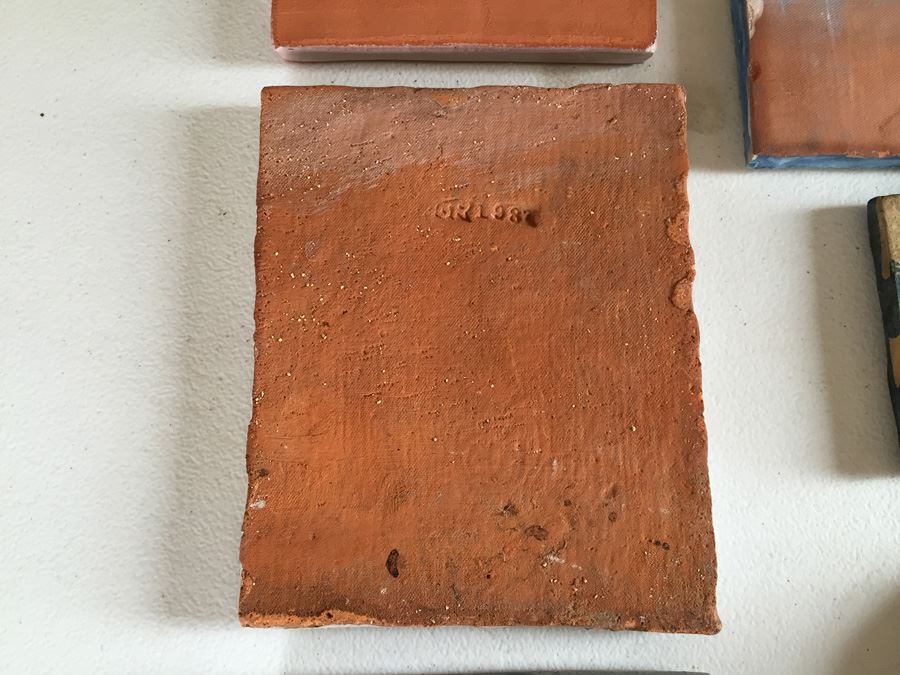 JUST ADDED - Lot Of Moravian Pottery And Tile Works Tiles And Candle Holder Plaque [Photo 23]