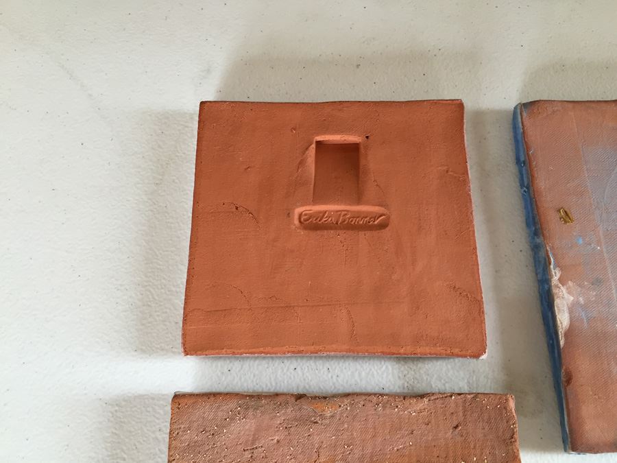 JUST ADDED - Lot Of Moravian Pottery And Tile Works Tiles And Candle Holder Plaque [Photo 25]
