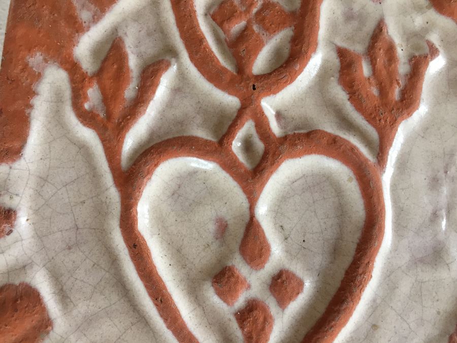 JUST ADDED - Lot Of Moravian Pottery And Tile Works Tiles And Candle Holder Plaque [Photo 11]