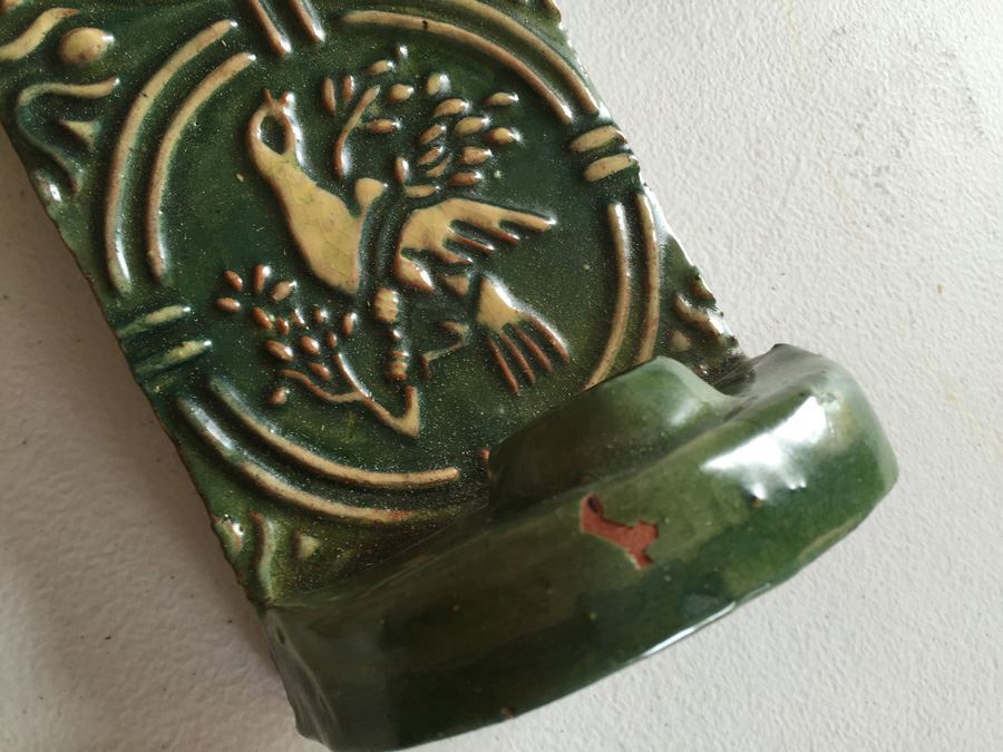 JUST ADDED - Lot Of Moravian Pottery And Tile Works Tiles And Candle Holder Plaque [Photo 14]