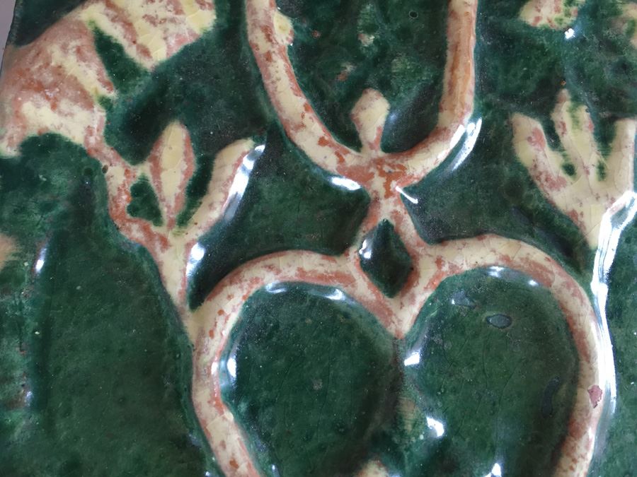 JUST ADDED - Lot Of Moravian Pottery And Tile Works Tiles And Candle Holder Plaque [Photo 6]