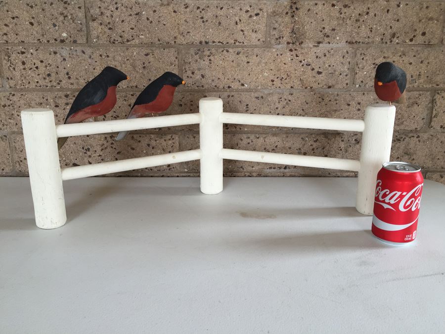 JUST ADDED - Leo Doyle Birds On A Fence Sculpture Each Bird Is Signed