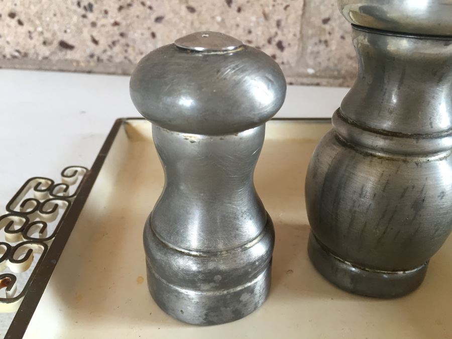 JUST ADDED - Pewter Lot With Hollywood Regency Serving Tray [Photo 6]