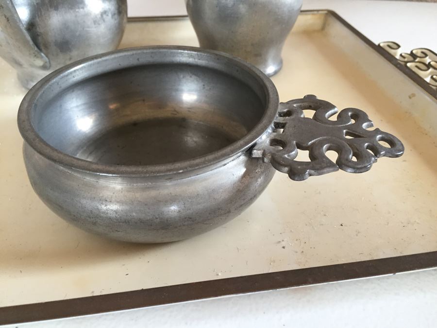 JUST ADDED - Pewter Lot With Hollywood Regency Serving Tray [Photo 2]