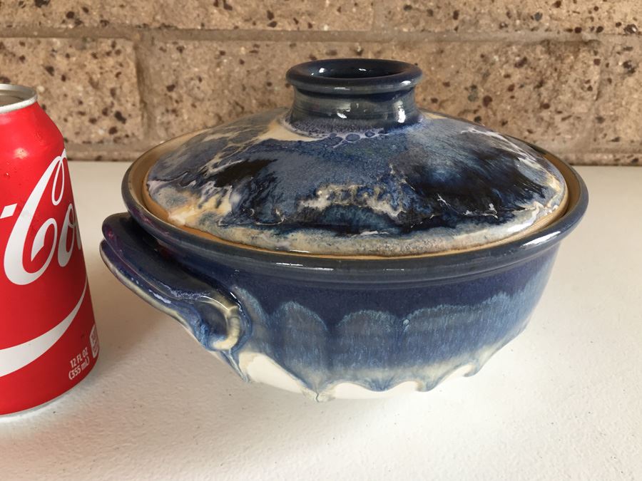 JUST ADDED - Vintage Signed Pottery Plate And Covered Bowl [Photo 3]