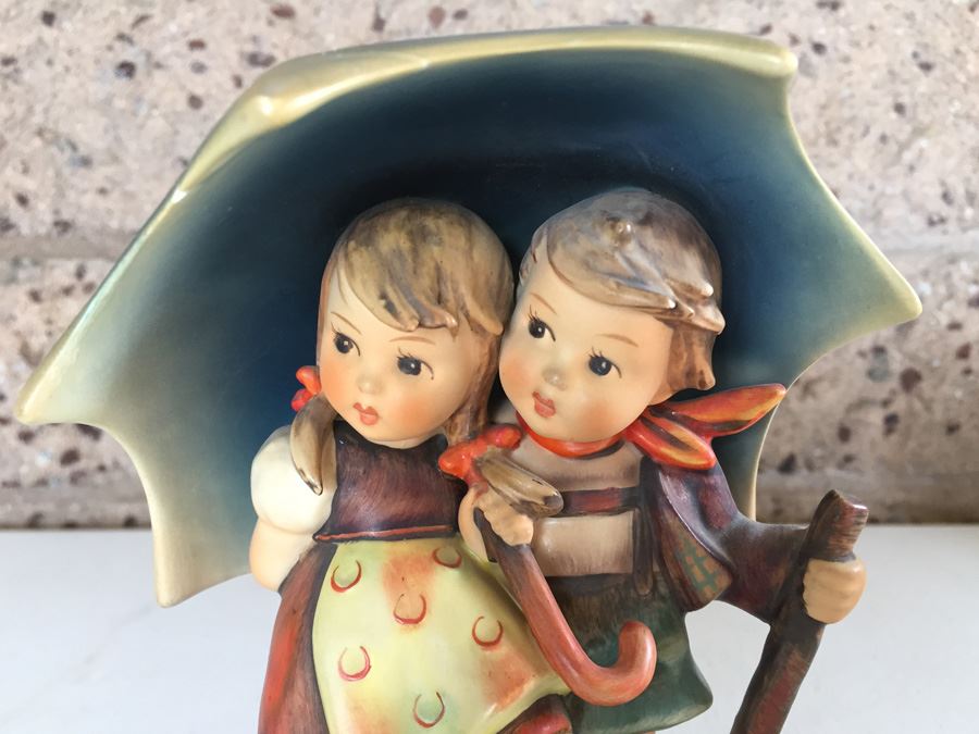 JUST ADDED - Vintage Hummel 71 Stormy Weather Boy Girl Under Umbrella Figurine [Photo 4]