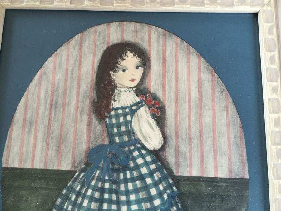 JUST ADDED - Pair Of Vintage Framed Carol Blanchard Prints Sailor Boy And Girl [Photo 8]