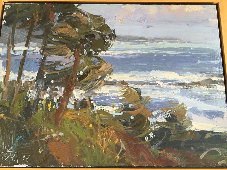 JUST ADDED - Original Signed Plein Air Laguna Beach California Coast Oil Painting By Ken Auster (1949 - 2016) Painted At Laguna Art Walk 1998 [Photo 8]