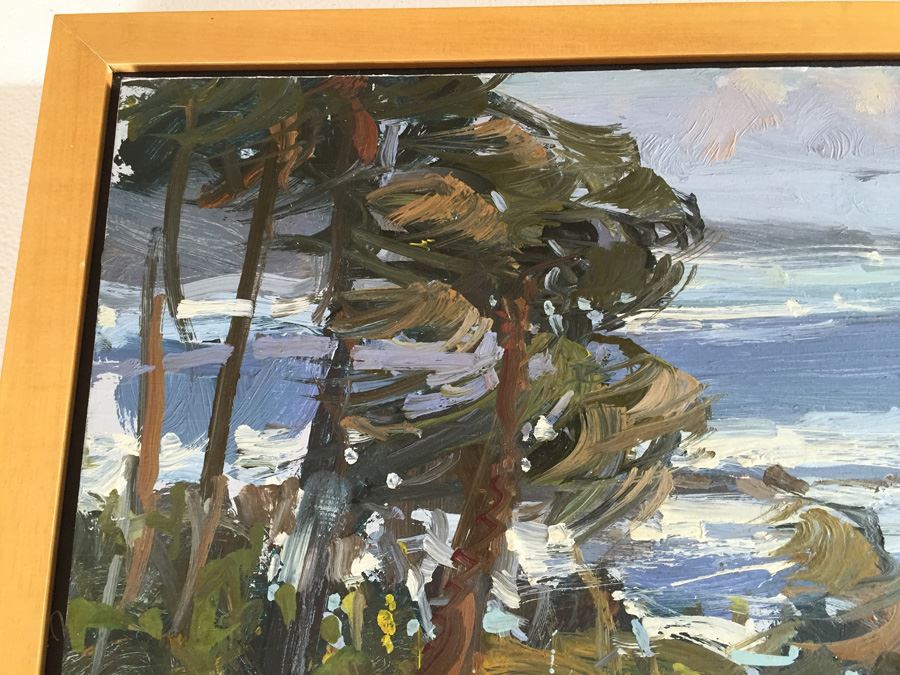 JUST ADDED - Original Signed Plein Air Laguna Beach California Coast Oil Painting By Ken Auster (1949 - 2016) Painted At Laguna Art Walk 1998 [Photo 6]