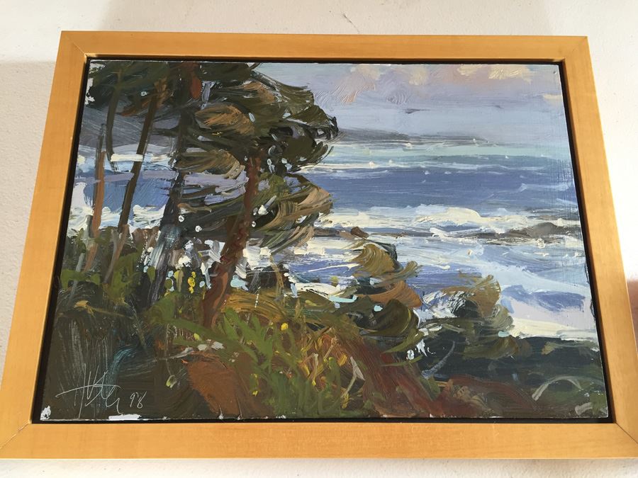 JUST ADDED - Original Signed Plein Air Laguna Beach California Coast Oil Painting By Ken Auster (1949 - 2016) Painted At Laguna Art Walk 1998 [Photo 7]