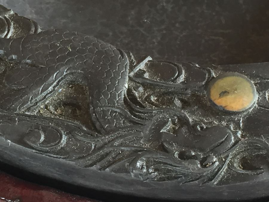 JUST ADDED - Vintage Carved Chinese Calligraphy Ink Stone Inkstone Dragon With Wooden Box [Photo 17]