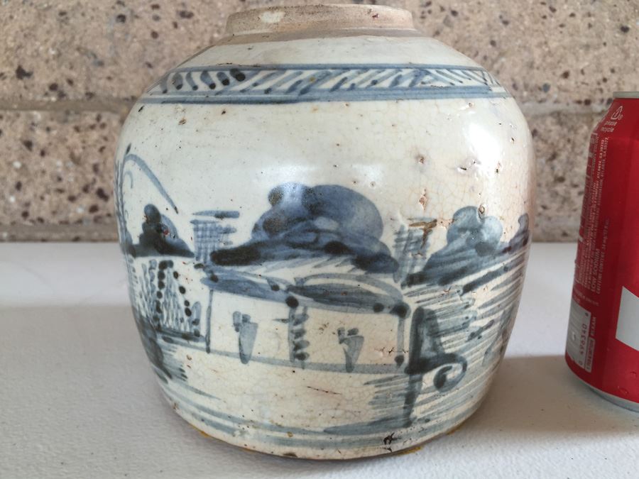 JUST ADDED - Old Chinese Blue And White Crock Pot [Photo 2]