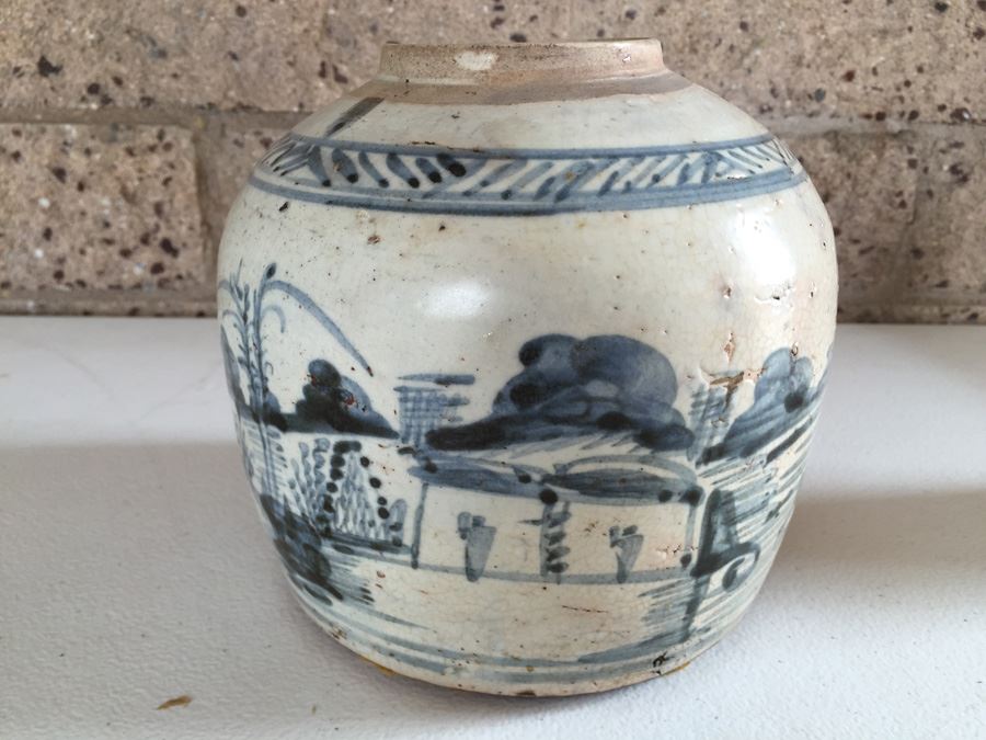 JUST ADDED - Old Chinese Blue And White Crock Pot [Photo 10]