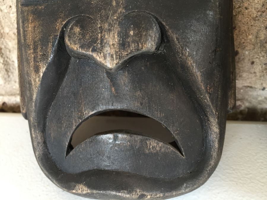 JUST ADDED - Pair Of Hand Carved Wooden Masks [Photo 6]
