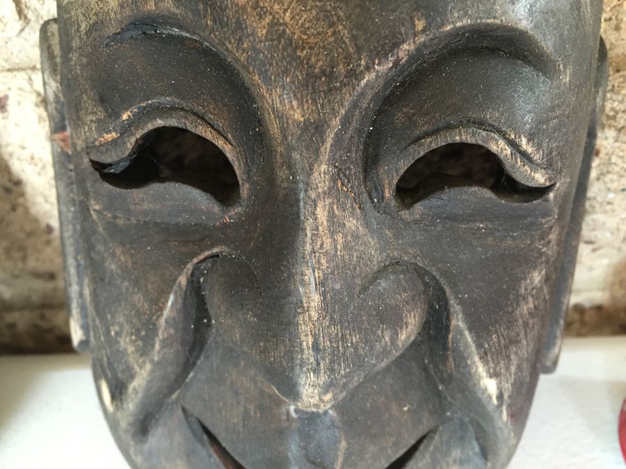 JUST ADDED - Pair Of Hand Carved Wooden Masks [Photo 4]