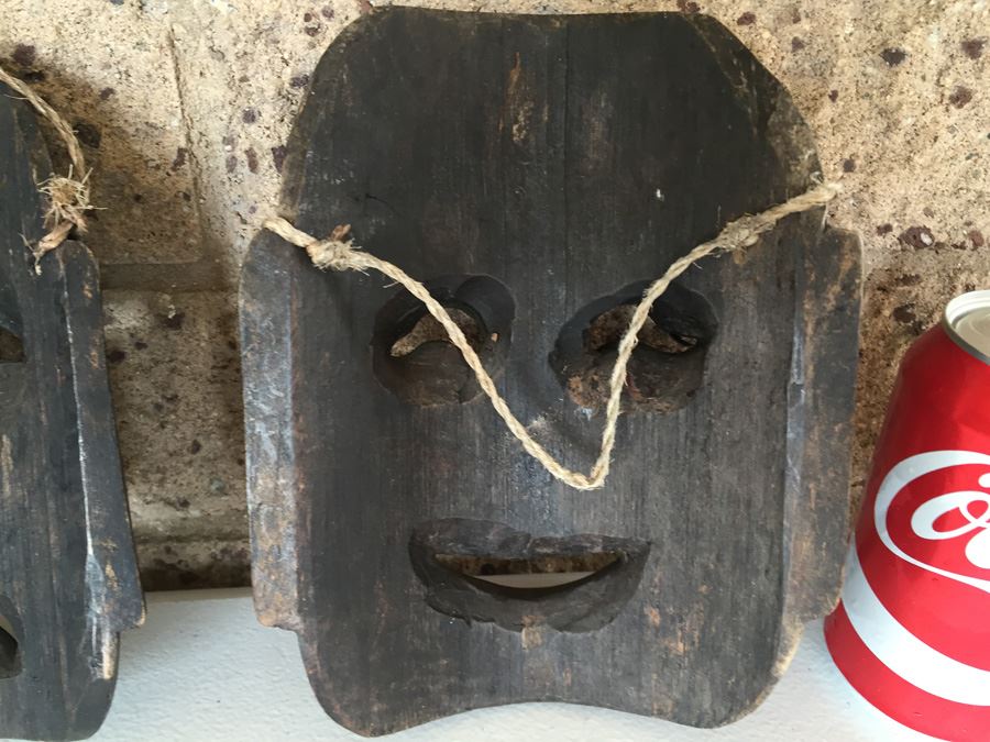 JUST ADDED - Pair Of Hand Carved Wooden Masks [Photo 8]
