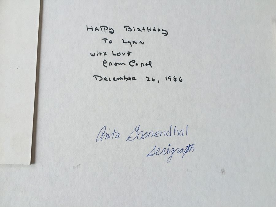 JUST ADDED - Framed Anita Gronendahl Peace Limited Edition Signed Serigraph 93/130 (1941 - 1994) [Photo 6]