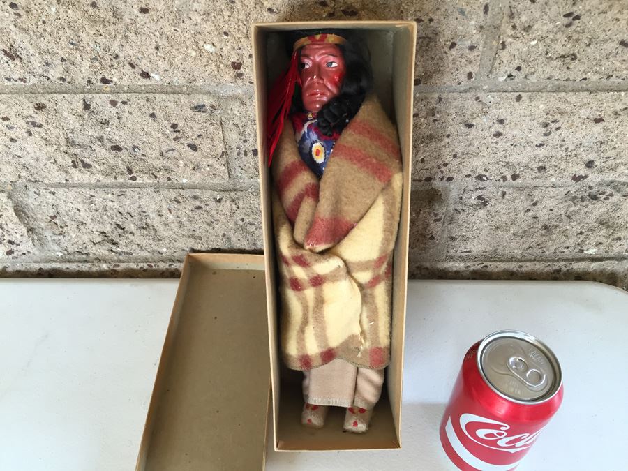 JUST ADDED - Vintage Native American Indian Skookum Doll Straw Filled In Box [Photo 5]