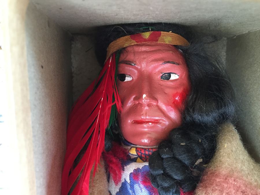 JUST ADDED - Vintage Native American Indian Skookum Doll Straw Filled In Box [Photo 3]