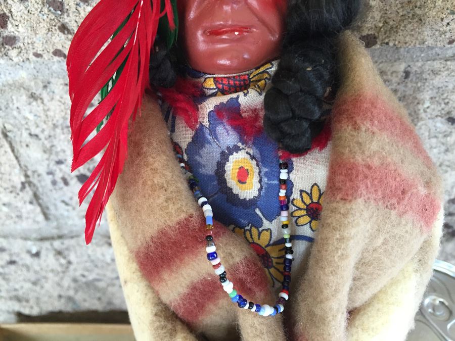 JUST ADDED - Vintage Native American Indian Skookum Doll Straw Filled In Box [Photo 10]