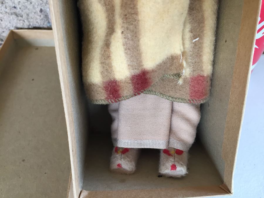 JUST ADDED - Vintage Native American Indian Skookum Doll Straw Filled In Box [Photo 7]