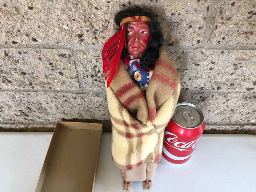 JUST ADDED - Vintage Native American Indian Skookum Doll Straw Filled In Box [Photo 9]